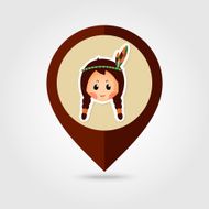 American Indian children mapping pin icon N6