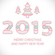 Happy New Year 2015 beauty greeting card made in tribal