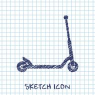 vector sketch icon of child scooter