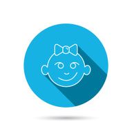 Baby girl face icon Child with smile sign N4