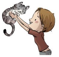 ni&ntilde;o con gato en los brazos