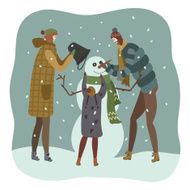 Family and snowmen