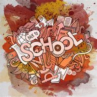 School hand lettering and doodles elements watercolor vector