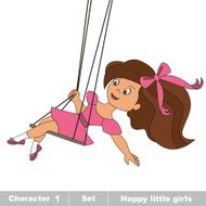 One little baby girl swinging on a swing