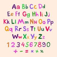 Hand-drawn vector alphabet art children vintage N2