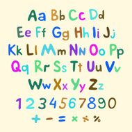 Hand-drawn vector alphabet art children vintage N3