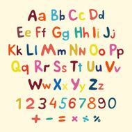 Hand-drawn vector alphabet art children vintage N4