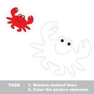 One cartoon crab Restore dashed line and color picture