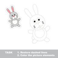 One cartoon rabbit Restore dashed line and color picture