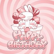 Greeting card for birthday with rabbit