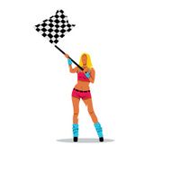 Beautilful girl waving racing flag Vector Illustration