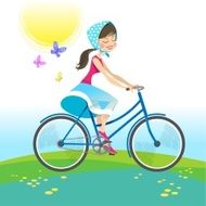 Girl riding bike on summer vacation