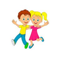 boy and girl are hugging smiling