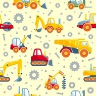 Toys heavy construction machines seamless pattern