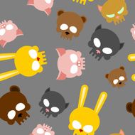 Child seamless pattern for Halloween Skulls of baby animals Ve