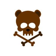 Cute bear skull with bones Honey good skeletons head