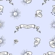 The seamless pattern with weather symbols and ribbon