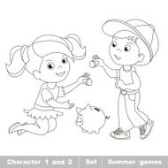 Boy and girl play with money