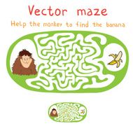 Vector Maze Labyrinth with Monkey and Banana N5