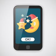 moon and star with Christmas hat flat icon