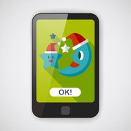 moon and star with Christmas hat flat icon N4