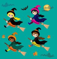 Halloween Cute Witches set