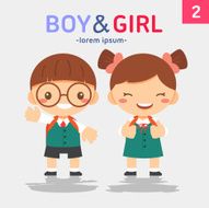 Cute students vector illustration