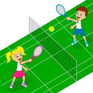 boy and girl playing tennis N2