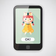 girl doll toy flat icon with long shadow eps 10 N5