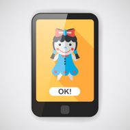 girl doll toy flat icon with long shadow eps 10 N7