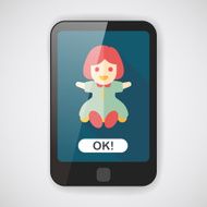 girl doll toy flat icon with long shadow eps 10 N9