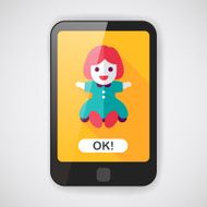 girl doll toy flat icon with long shadow eps 10 N10
