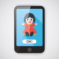 girl doll toy flat icon with long shadow eps 10 N11
