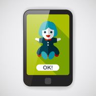 girl doll toy flat icon with long shadow eps 10 N12