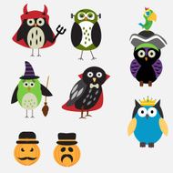 Spooky Halloween Owls vector illustration EPS10