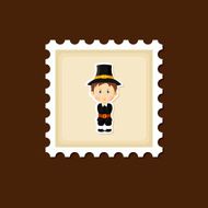 American Pilgrim children stamp Thanksgiving day N2