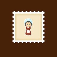 American Pilgrim children stamp Thanksgiving day N3