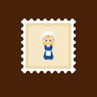 American Pilgrim children stamp Thanksgiving day N5