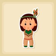 American Indian children icon Thanksgiving day