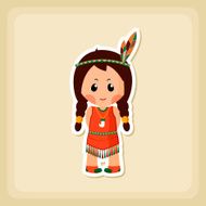 American Indian children icon Thanksgiving day N2
