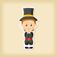 American Pilgrim children icon Thanksgiving day N3