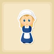 American Pilgrim children icon Thanksgiving day N4