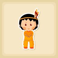 American Indian children icon Thanksgiving day N3