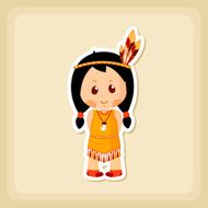 American Indian children icon Thanksgiving day N4