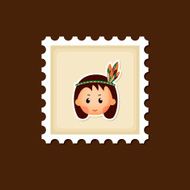 American Indian children stamp Thanksgiving day N6