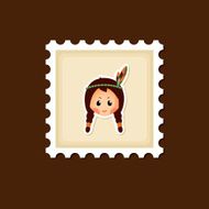 American Indian children stamp Thanksgiving day N7