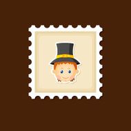 American Pilgrim children stamp Thanksgiving day N7