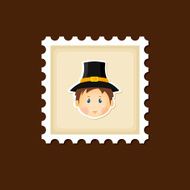 American Pilgrim children stamp Thanksgiving day N8