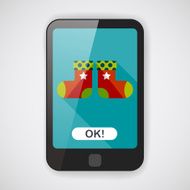Christmas stocking flat icon with long shadow eps10 N2