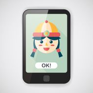 Chinese New Year girl flat icon with long shadow eps10
